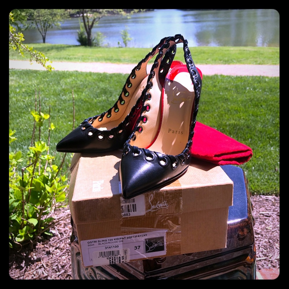 Authentic Christian Louboutin Ostri Slingback - Picture 1 of 8